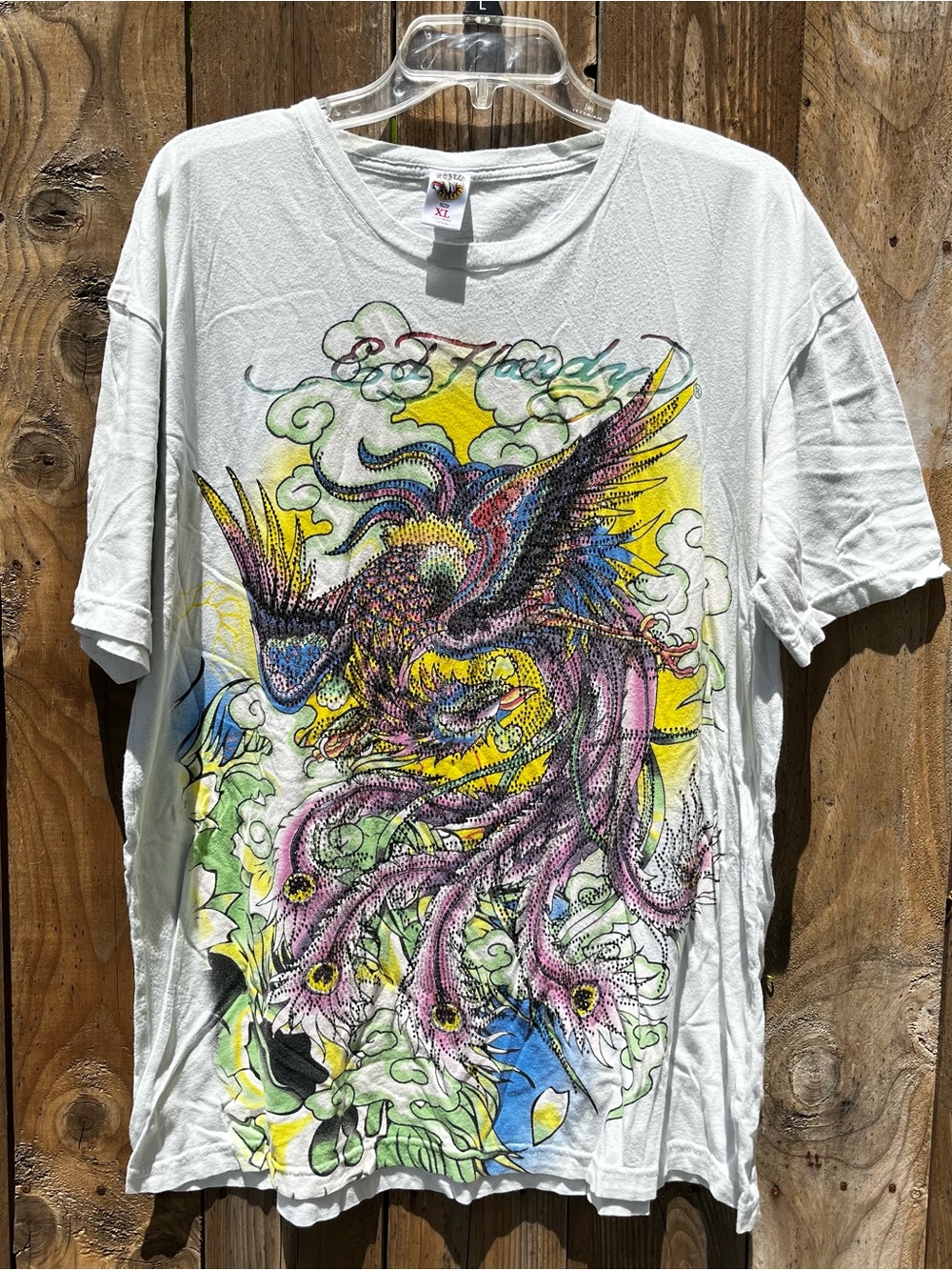 Rare Vintage Y2K Ed Hardy x Christian Audigier Rhinestone Phoenix USA Made Shirt